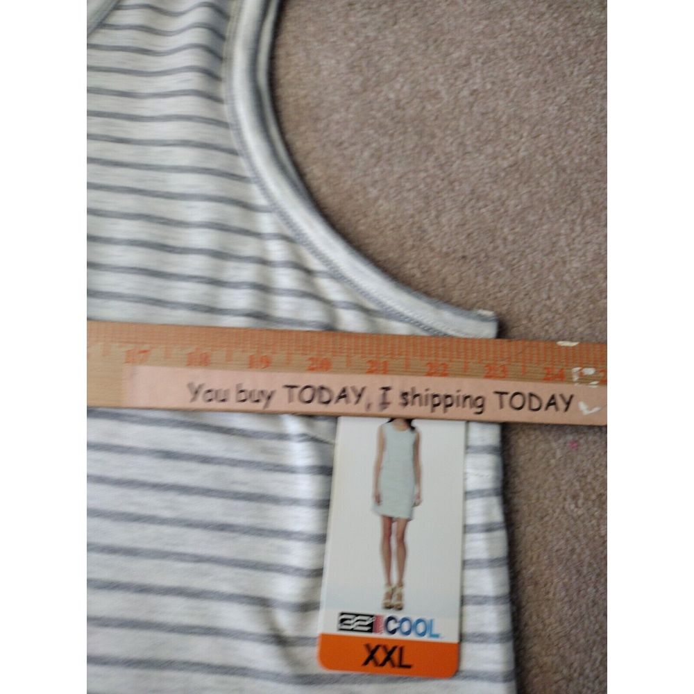 32 Degree Cool Tunic Women's 2XL Gray White Striped Dress Cover Up Pockets Beach - Picture 3 of 6